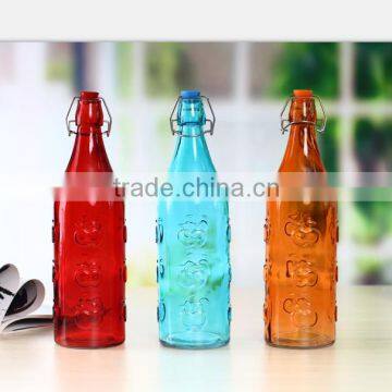 glass colorful water bottle