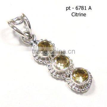 925 silver citrine pendant handmade fashion jewelry wholesale semi precious gemstones Indian jewelry