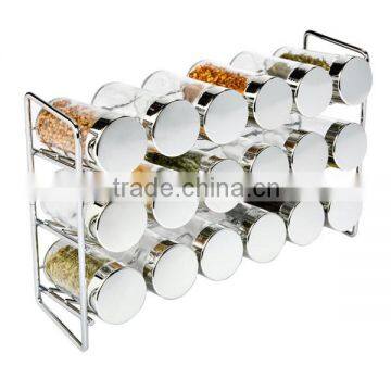 18 Bottles 3 Tiers Chrome Spice Rack Stand Holder