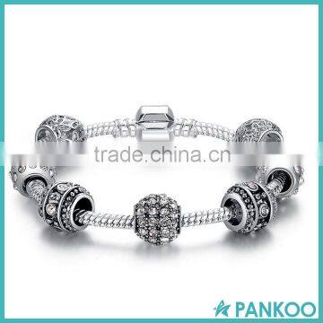 Fashion Women Bracelet 925 Sterling Silver Crystal Charm Bead Bracelet For Women Fine Jewelry Original Bracelets Gift