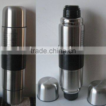 Travel stainless steel vacuum flask with two covers