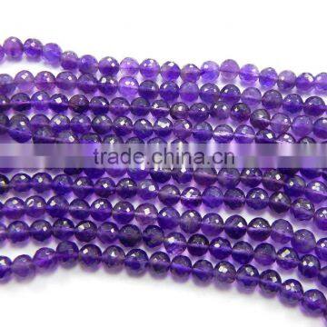 Natural Faceted Amethyst Round Ball Beads