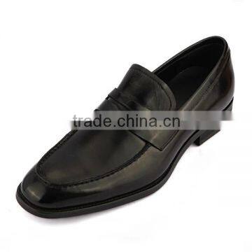 Wholesale china cheap price men dress shoes Comfortable Rubber sole shoes without lace up black genuine leather men dress shoes