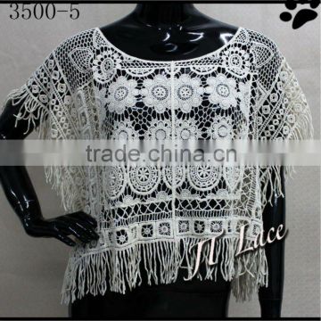 Indian women 100% cotton lace shawl with tassels for summer clothes(3500-5)