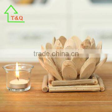 2016 Unique Cheap Artificial Handmade Wooden Glass Bubble Lotus Candle Holder