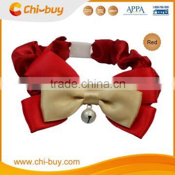 Red Bow Adjustable Fancy Feline Cat Bow Collar With Bell, Made of Color Butyl Cloth, Neck size 17~24cm