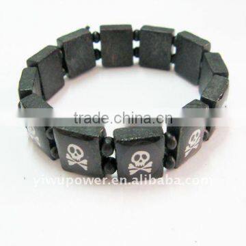 Black wood bracelet with skull picture