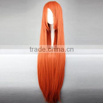 Crazy corlr Long straight orange color wig with long bangs for woman N430