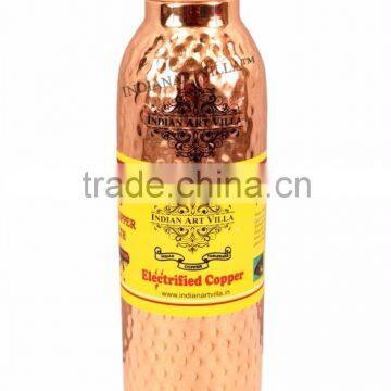 IndianArtVilla Handmade Hammered Joint free Leak Proof Copper Water Bottle 550 ML Travel Bottle - Storage Drinking water Good He