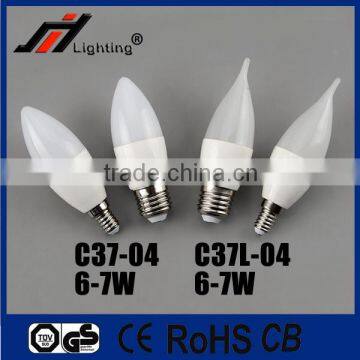 High power 6W 7W candle light led bulb