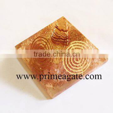 Orgonite Rose Quartz 4Sided Choko Reiki Pyramid With Crystal Point - Wholesale Orgonite Shop