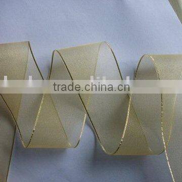 golden edge organza ribbon,silver edge organza ribbon