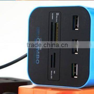 Hot Sale USB COMBO 3 Port Usb Hub 2.0 HUB+multi USB Card Reader All In One for SD/MMC/M2/MS/MP Pro Duo Many Colors photo-2
