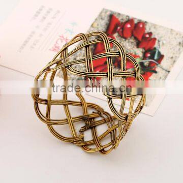Handmade Women Charm Wire Hollow Out Arm Cuff Open Bangle photo-2