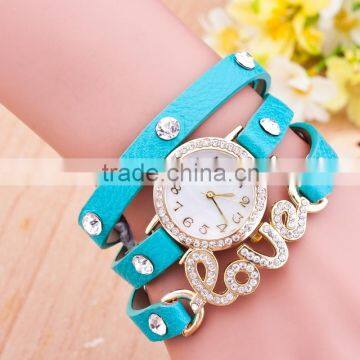 Fantastic Women Girl Love Cz Dial Wrap Around Leather Bracelet Wrist Watch