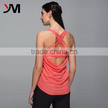 Cross Stripe Back Design For Women Gym Crop Tops Loose Wholesale Fitness Clothing