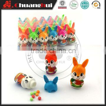 Plastic Rabbit Bottle with Press Candy, Tablet Candy Bottle