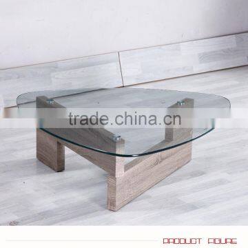 Oval Glass Top Wooden Leg Coffee Table Made in China photo-6