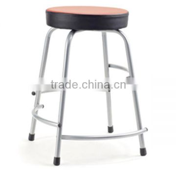 Low Stool Seat Red Black Chrome Steel Frame Industrial chair