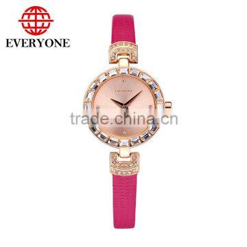 Leisure fashion round dial 30m waterproof diamante quartz lady wrist watch free shipping