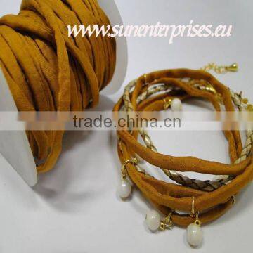 Silk habotai Cords - handyed silk cords -Bright Camel