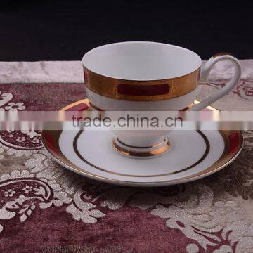 Embossed gold bone china Coffee/tea cup&saucer