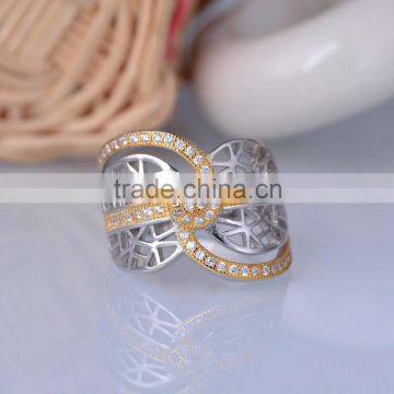 Pure Silver Irregular Vein x Letter Ring With Gold Plated for Women photo-4