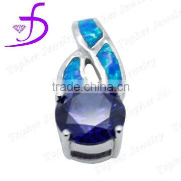 popular sterling silver opal pendant opal tanzanite pendant with cz