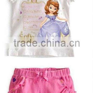 Cartoon frozen two pieces pyjamas, frozen summer clothes for girl