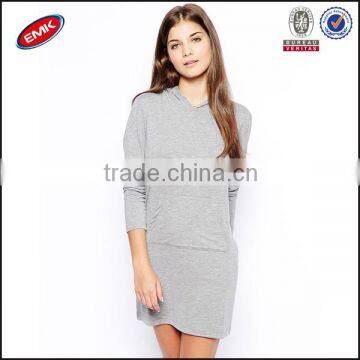 women custom casual pullover long sleeve plain hoodie dress in china