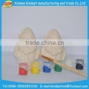 DIY Gifts Unpaintd White Ceramic Bisque Santa With Pigment and Brush