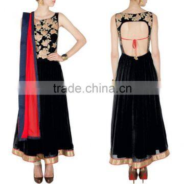 Impeccable Black Georgette Anarkali Suit/Buy Online Designer Anarkali Suits