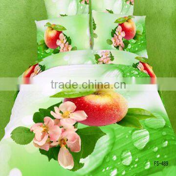 apple flower design 100% cotton bedding set with 3D reactive printed