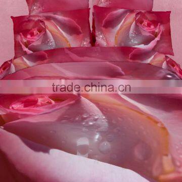 2014 3d red flower bedding set, reactive printed 100% cotton comforter wholesale 4pcs bedding set