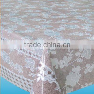 JY-3627 Laminated PVC tablecloth with non-woven/flannel backing( golden/silver partial printing)