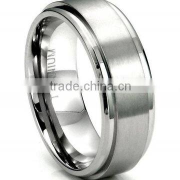 Men's Titanium 8MM Flat High Polish/Brush Finish Wedding Band Ring