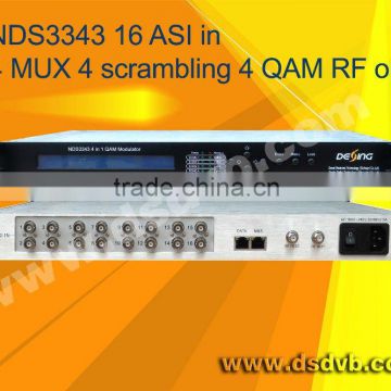 NDS 3343 16 in 4 QAM modulator (16 ASI in , 4 Mux. 4 Scrambler, 4 QAM RF out )