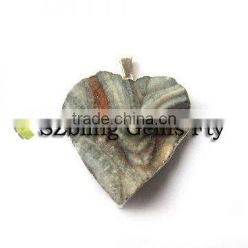 2011 fashion rough gemstone agate semi precious stone heart pendants