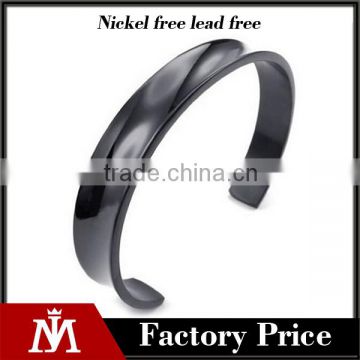 Exquisite Mens Black Punk Cuff Bangle Stainless Steel Bracelet Grooved Polished and Satin Jewelry