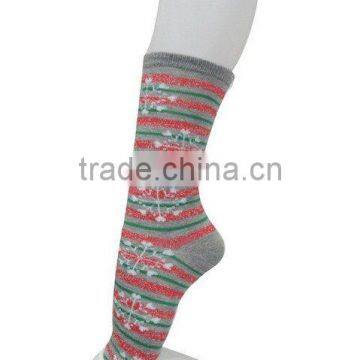 color strip with lurex snowflake print women socks