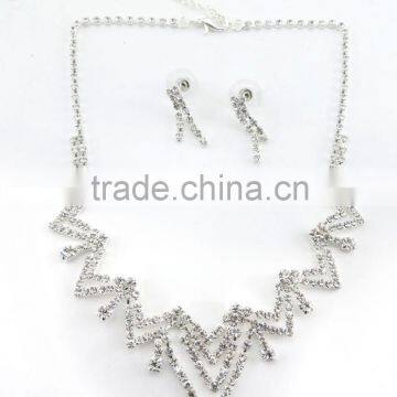 Europe trendy silver plated clear cup chain necklace set