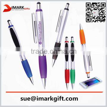 Promotional multi function ball Pen With Screen Cleaner Stylus Touch Plastic Pen