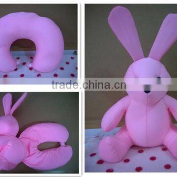 Hola pink rabbit Deformation U shape pillow/neck pillow toy animal