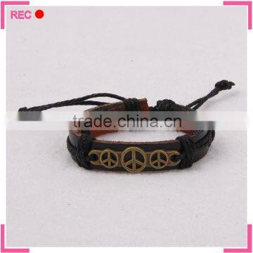 Custom leather bracelet adjustable length, leather bracelets metal plate