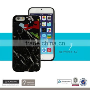 Factory Laser Engraving Gloss Printing Colorful Printing Natural Black Marble Case for iPhone 6 6s, TPU Marble Phone Bumper