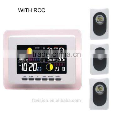 Digital wireless RCC weather station with 3 remote sensors/ Weather Station with Digital Clock radio controlled