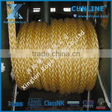 8-strand flat braid pp/pes composite rope for mooring