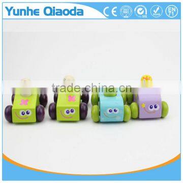 Baby Wooden Sounding Car Toys/ Pull Back Cartoon Mini Wood Car Toys for Kids and Child Gifts photo-3