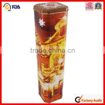 empty tall colored metal customed square tin box for wine