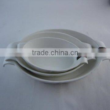 Good Quality High White Porcelain Oval Bakeware Set With Handles photo-2